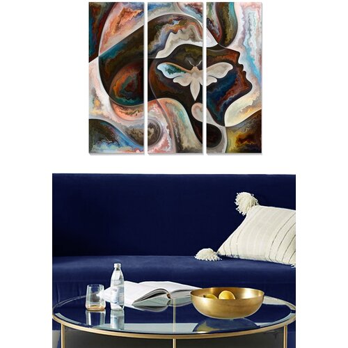 Wallity MDF1327587746 Multicolor Decorative MDF Painting (3 Pieces) Cene