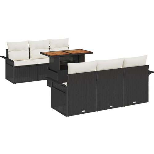  7 delni vrtnis sofa set z blazinami črn poly rattan Cene