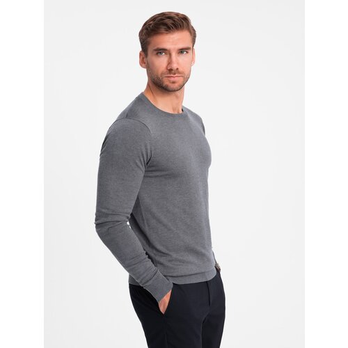 Ombre Classic men's sweater with round neckline - green Cijene
