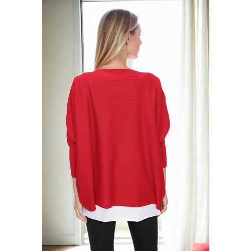 Dewberry 81734 Knitwear Womens Poncho-RED Cene