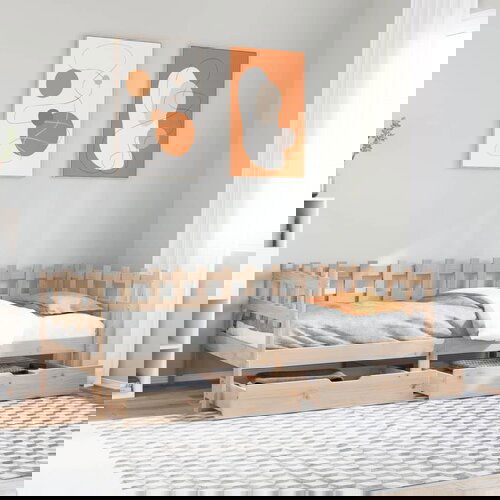 VidaXL Dnevni krevet s ladicama bez madraca 80x200 cm masivno drvo Slike