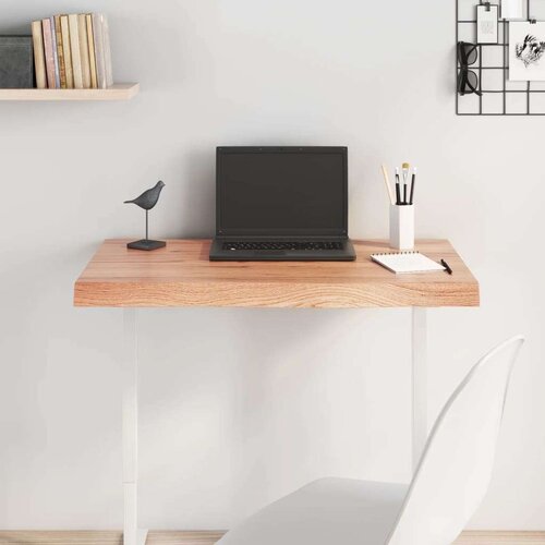 Stolna ploča svjetlosmeđa 80x40x(2-6) cm tretirana hrastovina Slike