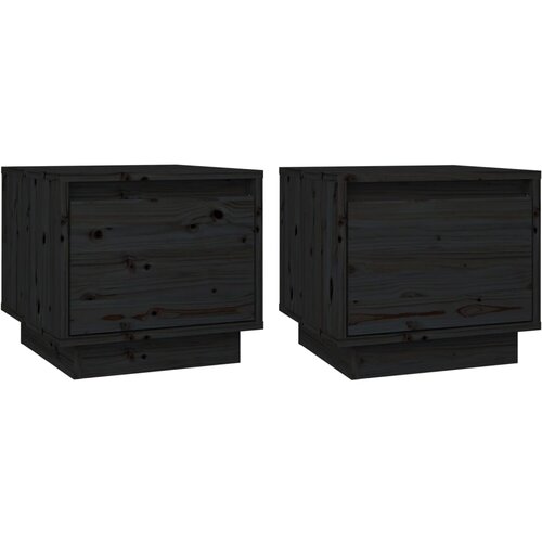 Maison Chic Dvo delni komplet Nočne omarice - Nočne mize črna 35x34x32 cm trdna borovina, (21688844) Slike