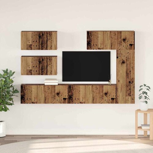 vidaXL Set TV komoda s policom Ostalo s pohranom s vratima Podesiva 6 pcs Staro drvo 30.5 x 30 x 90 cm Cijene