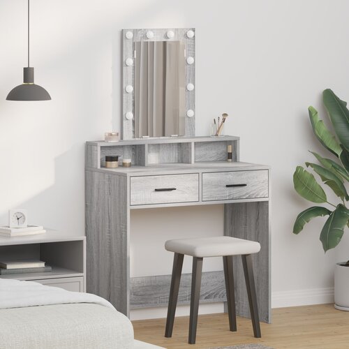 VidaXL Siva sonoma Konstruirano drvo 79 x 41 x 140 cm Ogledalo Slike