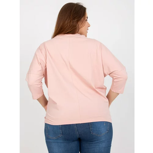 Fashion Hunters Dusty pink plus size blouse with a rhinestones appliqué
