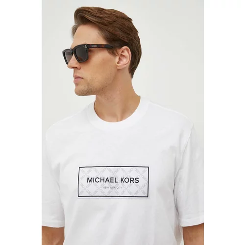 Michael Kors Pamučna majica za muškarce, boja: bijela, s aplikacijom