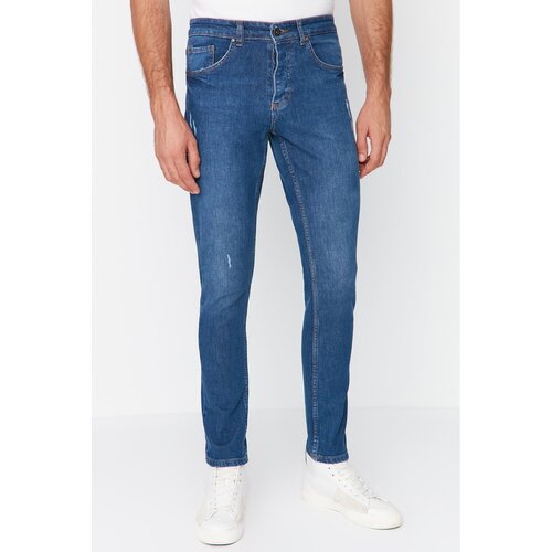 Trendyol Navy Blue Men's Super Skinny Fit Rake Destroyed Jeans Slike