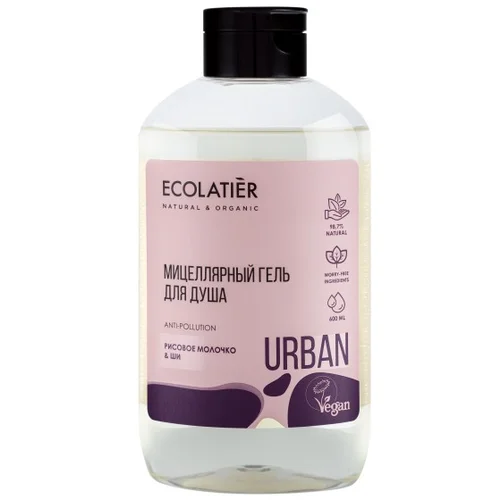 ECOLATIER Urban - Micelarni gel za tuširanje RIŽINO MLEKO & ŠEA PUTER 600ml