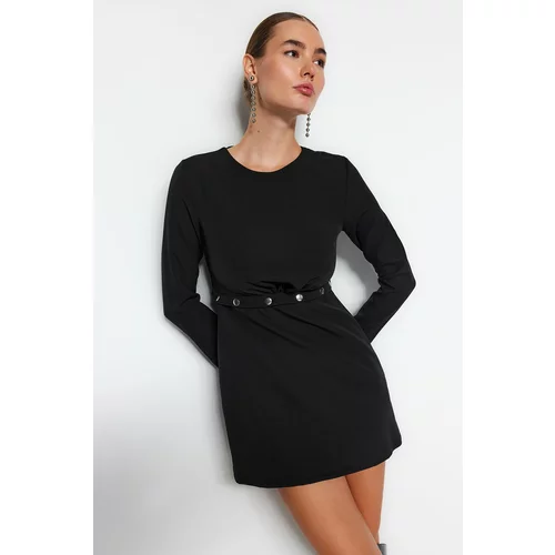 Trendyol Black Snap Detailed Mini Woven Woven Dress
