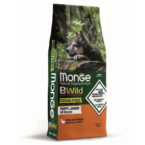 BWild monge grain free dog all breeds puppy and junior duck with potatoes - 2.5 kg Cene