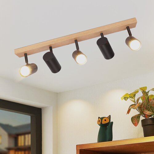 Nettlife Stropna Spot Svetilka 5 Žarnic Črna Vintage Les GU10 Nastavljiva 350&amp;deg;, (22136445) Slike