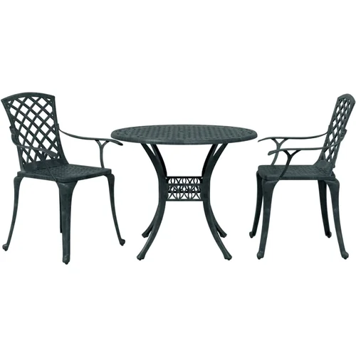  3-dijelni bistro set zeleni od lijevanog aluminija