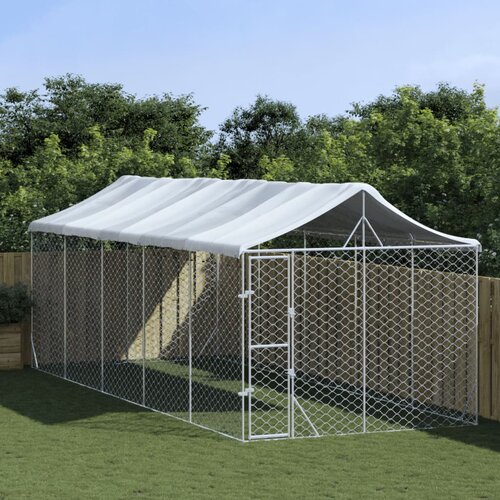vidaXL Vanjski kavez za pse s krovom srebrni 3 x 7 5 x 2 5 m čelični Cijene