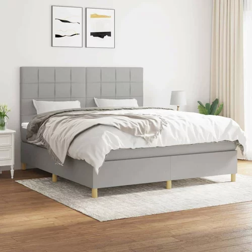  Box spring postelja z vzmetnico svetlo siva 160x200 cm žamet, (20789978)