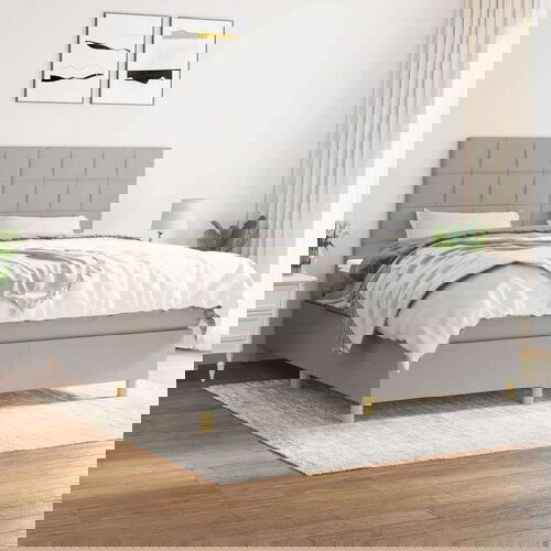  Box spring s madracem svjetlosiva 160x200 cm tkanina Slike