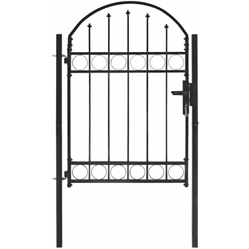  Vrata za ogradu s lučnim vrhom čelična 100 x 125 cm crna
