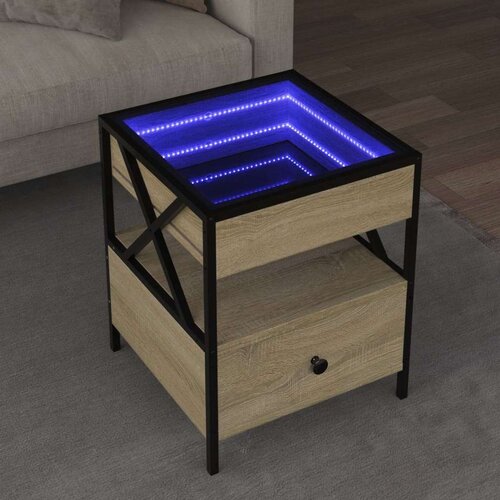  Stolić s beskonačnim LED svjetlima boja hrasta 40 x 40 x 51 cm Cijene
