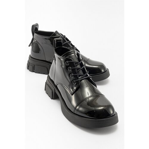 LuviShoes LAGOM Black Patent Leather Women's Boots Slike