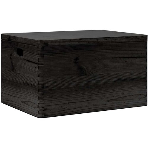 VidaXL Drvena kutija poklopcem ručkama crna 40x30x23 cm puno drvo bor Slike