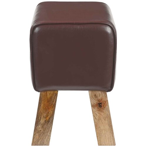  Klupa 40 x 30 x 45 cm Prava koža Tamno smeđa Slike