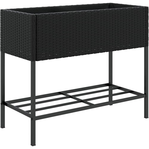  Vrtne sadilice s policom 2 kom crne 90 x 40 x 75 cm poliratan Slike