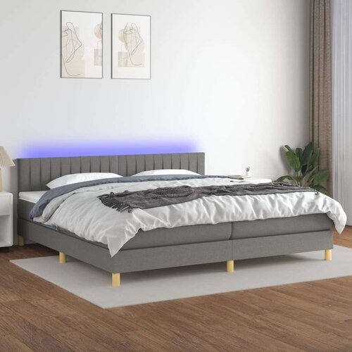  Box spring postelja z vzmetnico LED temno siva 200x200 cm blago, (20723298) Slike