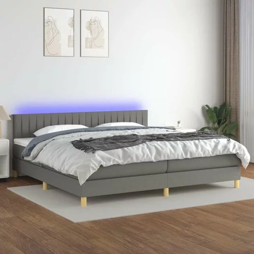 Box spring postelja z vzmetnico LED temno siva 200x200 cm blago, (20723298)