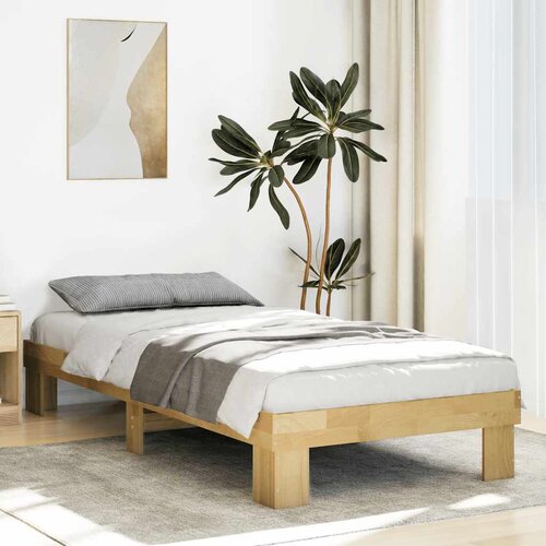 VidaXL posteljni okvir brez vzmetnice 75x190 cm masivni les hrast Slike