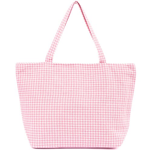 Shelvt Pink and white checkered beach bag Cene