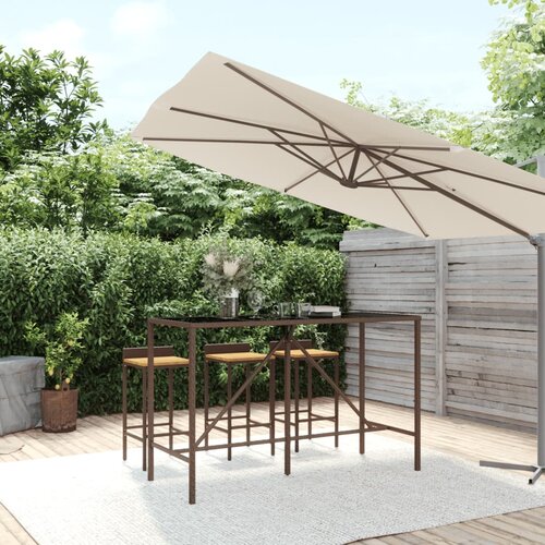 vidaXL Barska miza s stekleno ploščo rjava 180x70x110 cm poli ratan Cene