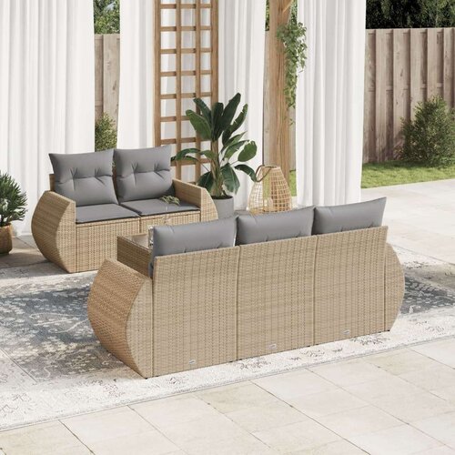 VidaXL 6-dijelni set vrtnih sofa s jastucima bež od poliratana Slike