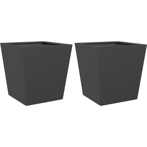 Maison Chic Vrtno korito - Greda - Cvetlični Lonec 2 kosa črna 40x40x40 cm jeklo, (21789687) Slike