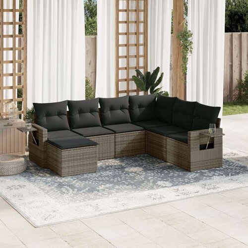 7-dijelni set vrtnih sofa sivi od poliratana Cijene