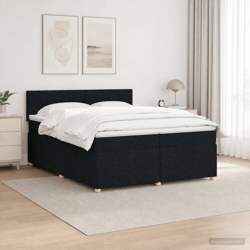  Boxspring krevet s madracem Crna 200 x 200 cm Tkanina Cene