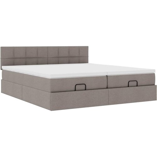 vidaXL Otomanski posteljni okvir z vzmetnicami taupe 180x200 cm blago, (21610324) Cene