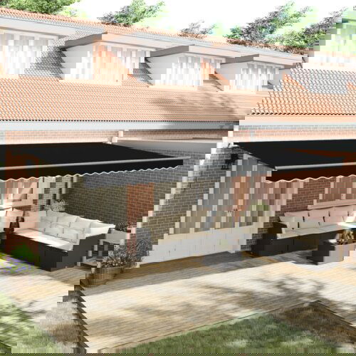 vidaXL Ročna retraktibilna tenda Črna 600x300 cm, Zamenjava tenda tkanina za okvir 6x3 m Črna Cene