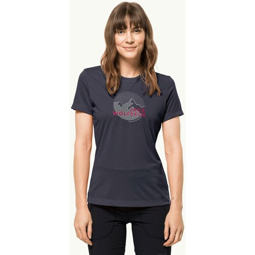 Jack Wolfskin Ženska majica HIKING S/S GRAPHIC T W T-shirt siva Slike
