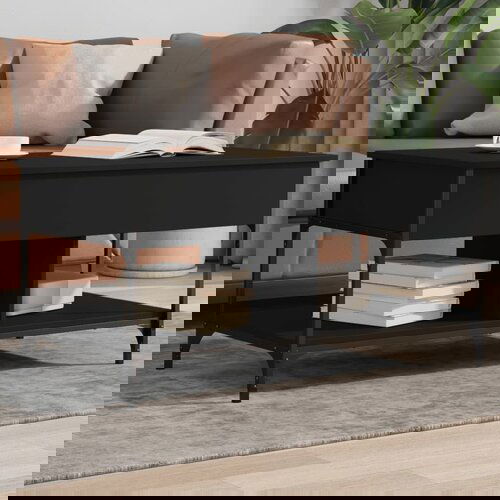 VidaXL Stolić za kavu crni 100 x 50 x 50 cm konstruirano drvo i metal Slike
