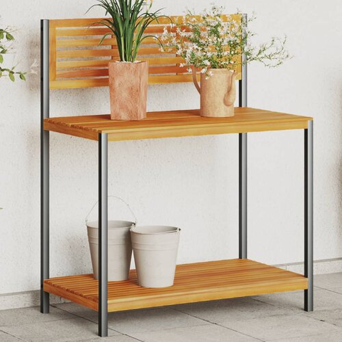 VidaXL Vrtni radni stol 90x50x110 cm masivno bagremovo drvo i čelik Slike