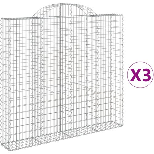  Lučne gabionske ko&amp;scaron;are 3 kom 200x30x180/200cm pocinčano željezo Slike