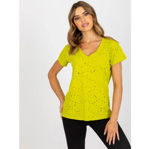 Fashion Hunters Lime cotton t-shirt with holes