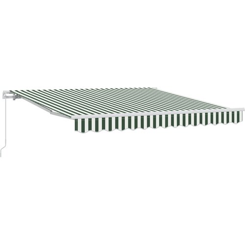 vidaXL ročni zložljivi senčnik zelena in bela 350x250 cm, (22150314) Cene