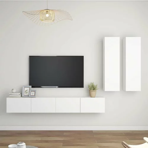  Komplet TV omaric 4-delni bela iverna plošča, (20912723)