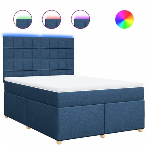 vidaXL Box spring postelja z vzmetnico modra 160x200 cm blago, (21305906) Cene