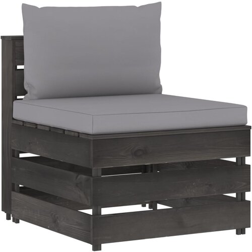 VidaXL Modularna srednja sofa s jastucima od sivo impregniranog drva Slike