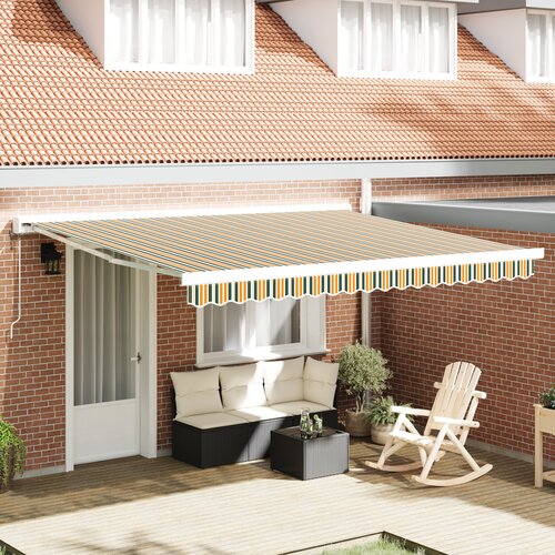 VidaXL Tenda nadomestni material za okvir 4x3.5 m Zelena in rumena Slike