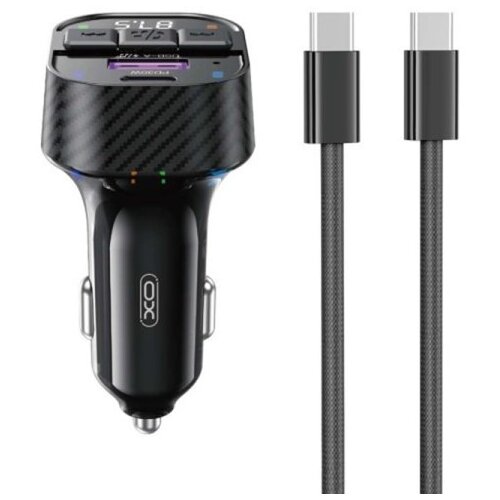 XO transmitter FM Bluetooth MP3 auto punjač 30W BLACK + kabl za telefon USB-C - USB-C Cene