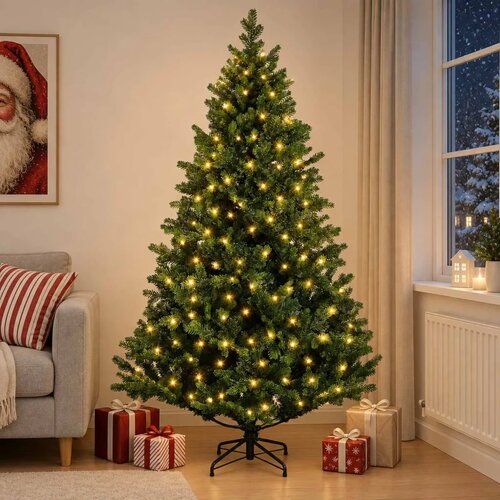  Umjetno božićno drvce s nogom 180 cm 300 LED lampica - Zelena 180 cm s LED svjetlima Cene