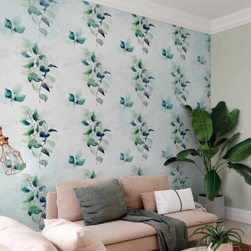  Foto tapeta - Mint nature - uniform pattern in floral motif with green leaves 400x280 Cijene